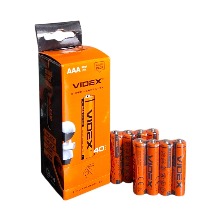 Батарейки солевые Videx Видекс R3P/AАA 40 шт