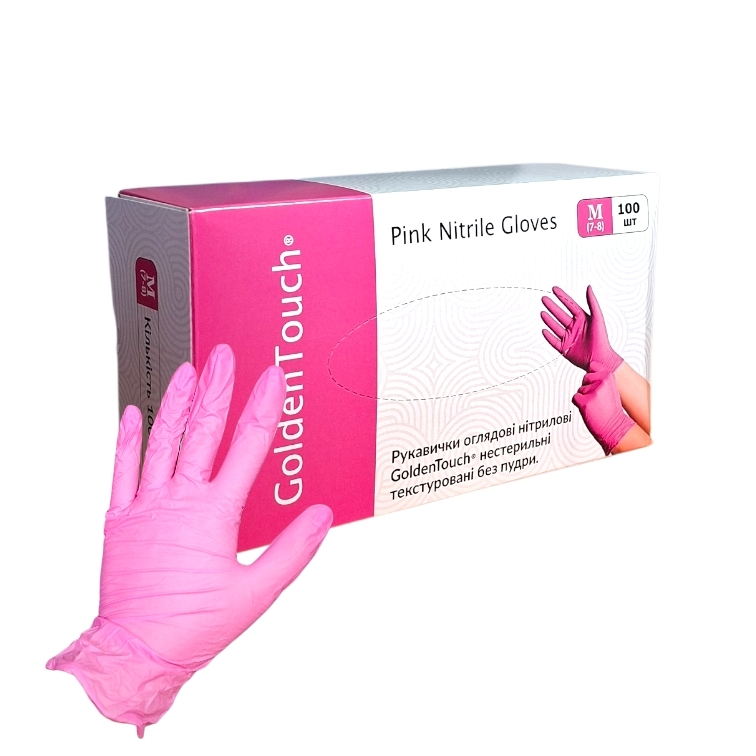 Перчатки Нитриловые M Golden Touch 50пар РОЗОВЫЕ размер М