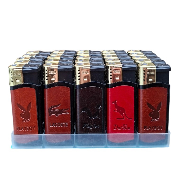 Зажигалка турбо кожаная с фонариком FOX 668 led (50 шт)