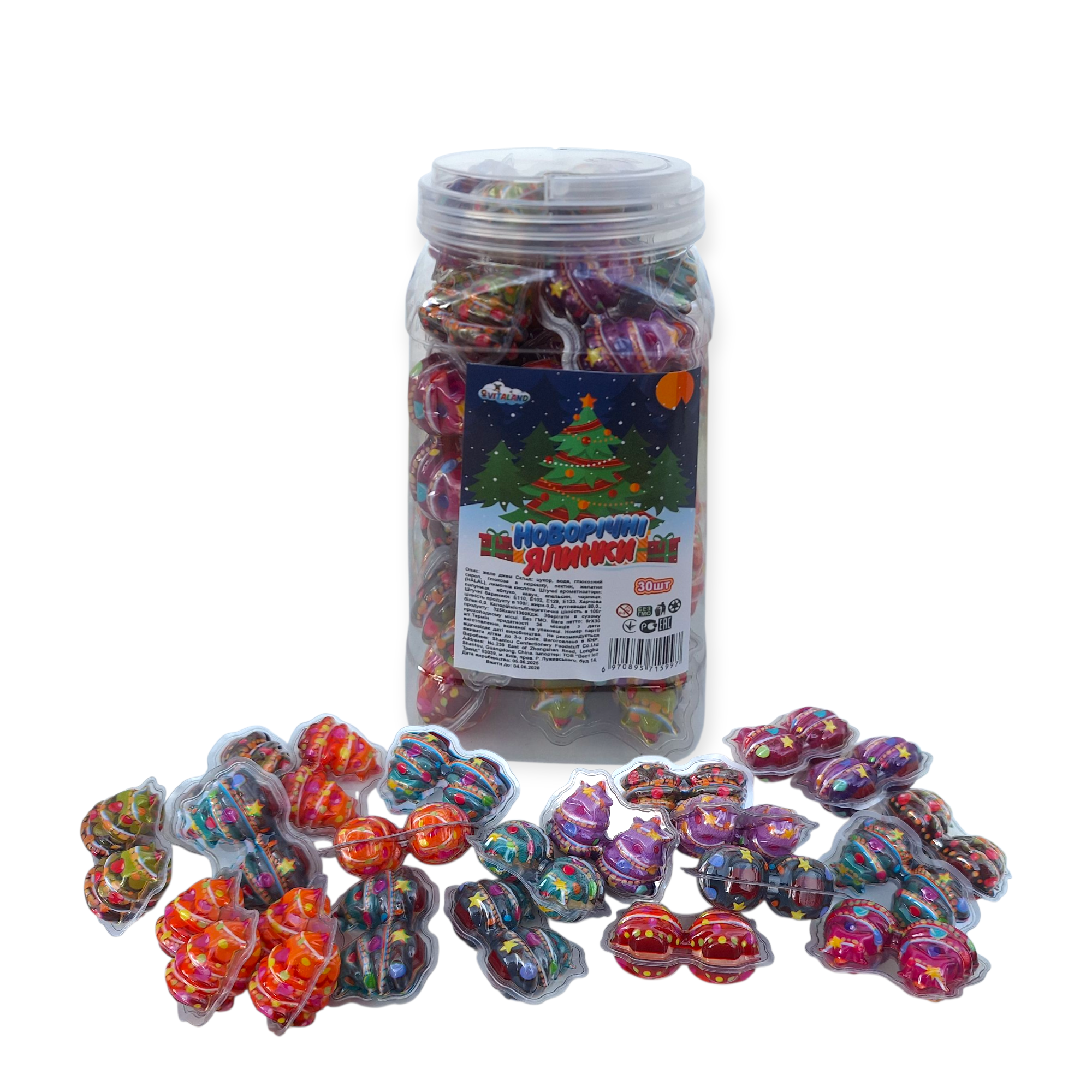 Новорічні ялинки желе 30 шт Новорічні ялинки желе 30 шт