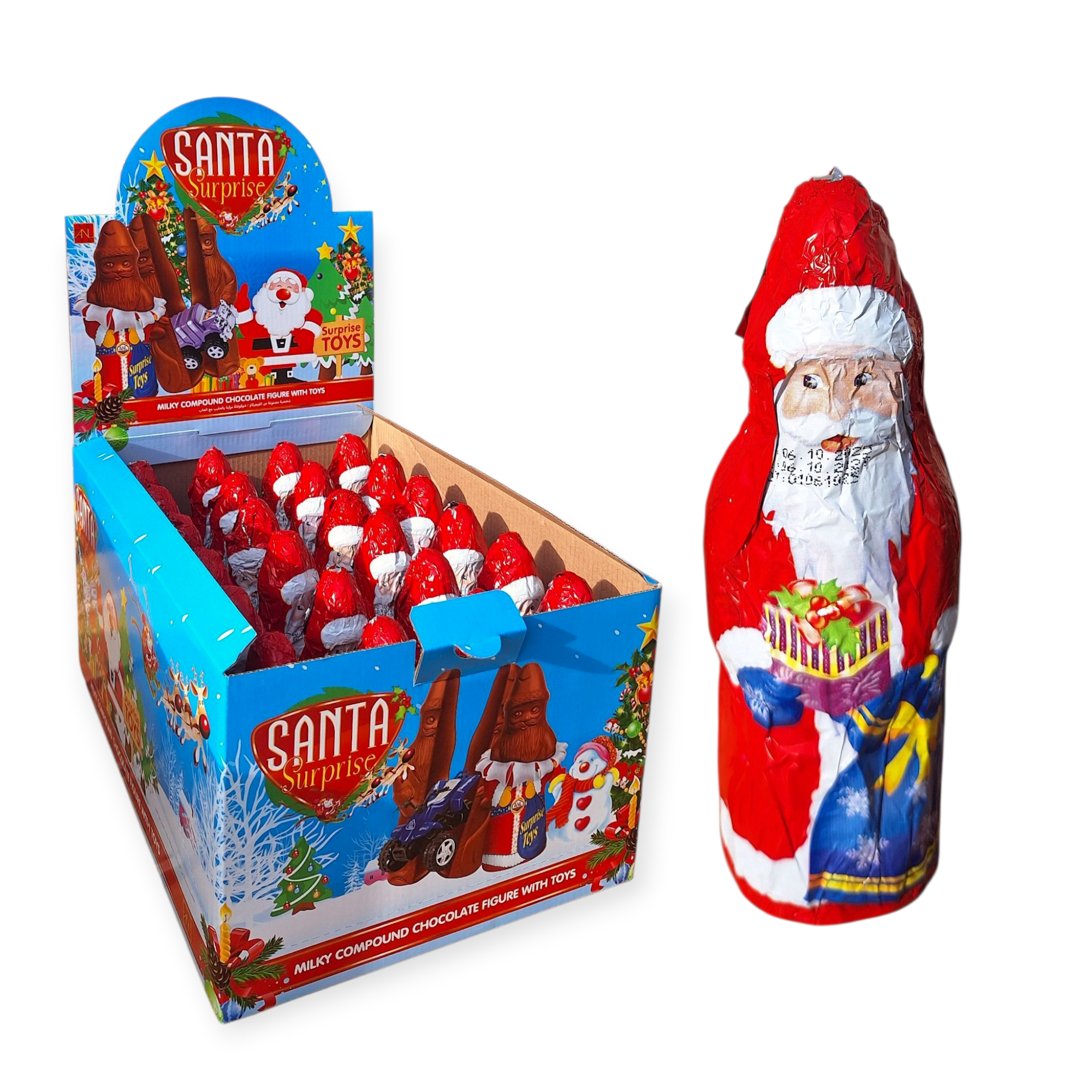 Шоколадний Дід Мороз з сюрпризом 60 грам 24 шт Шоколадний Дід Мороз з сюрпризом 60 грам 24 шт