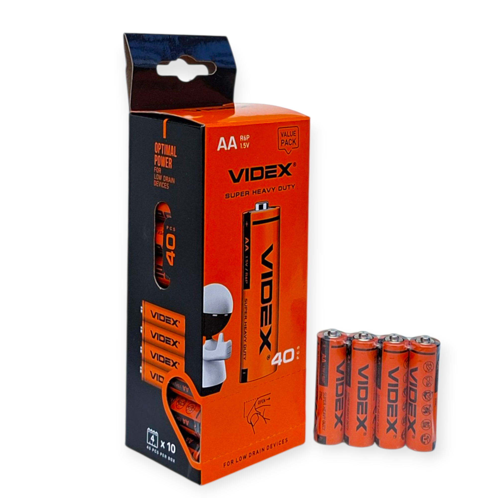 Батарейки сольові Videx Відекс R6P/AA 40 шт Батарейки сольові Videx Відекс R6P/AA 40 шт