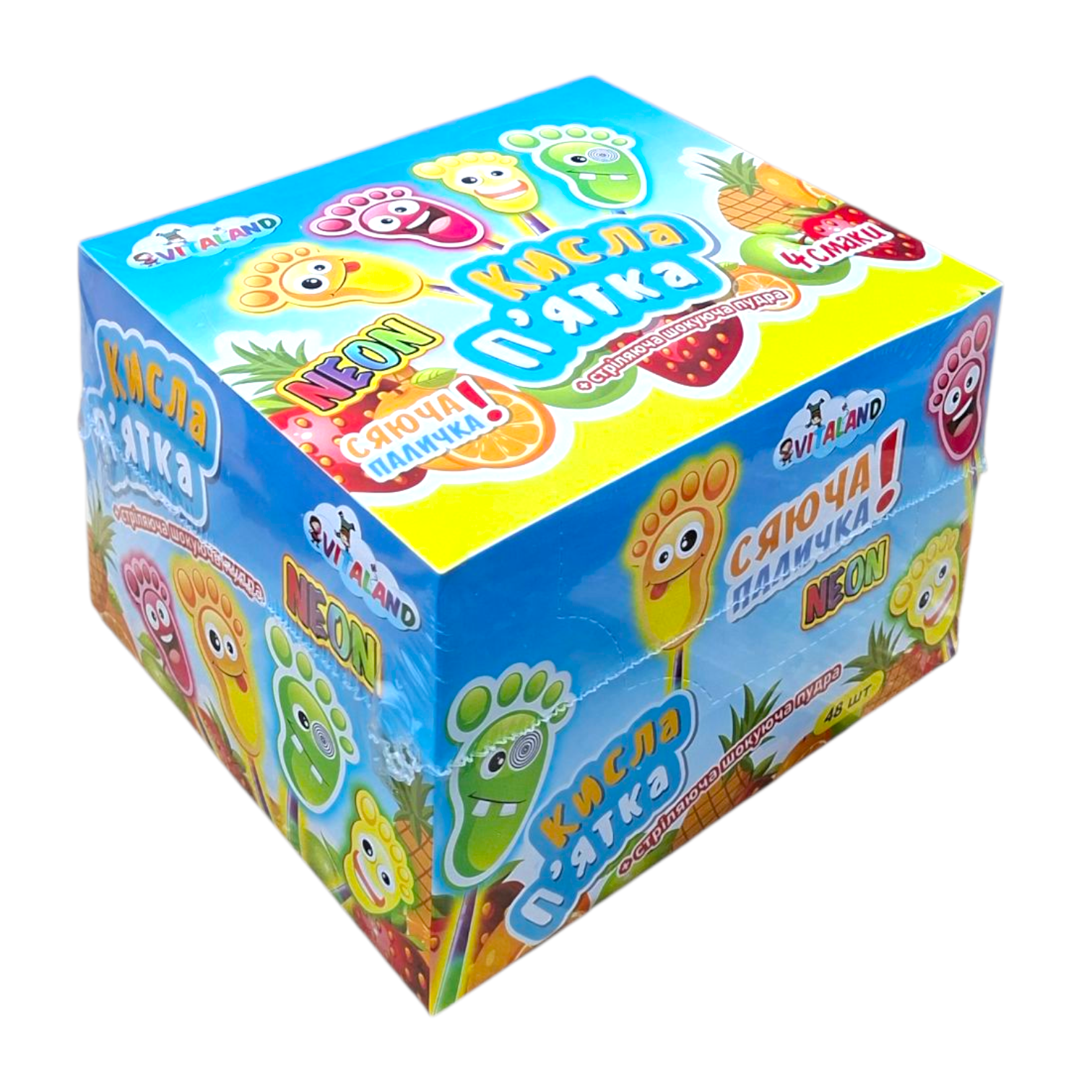 Льодяник Кисла пятка Неонова + стріляюча пудра 48 шт Льодяник Кисла пятка Неонова + стріляюча пудра 48 шт