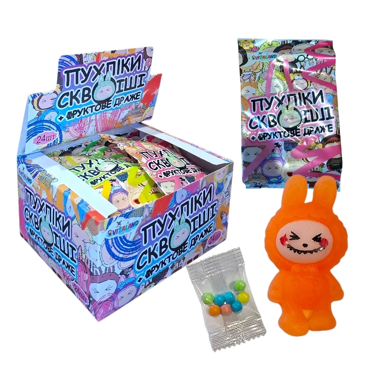 Пухлики Лабубу Сквиш+драже 24 шт