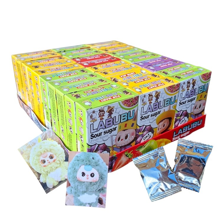 Лабубу кислые жевательные конфеты + 3D карточки 30 шт